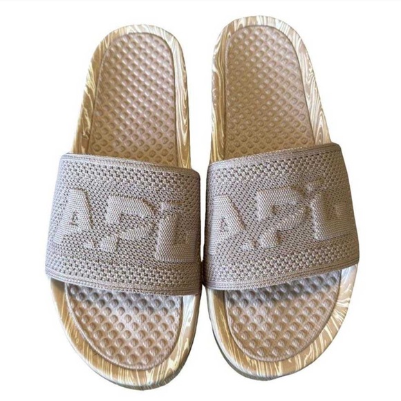 NIB APL MENS BL TECHLOOM LUXURY SLIDES SZ 11 ALMOND/PRISTINE/MARBLE - Picture 1 of 10